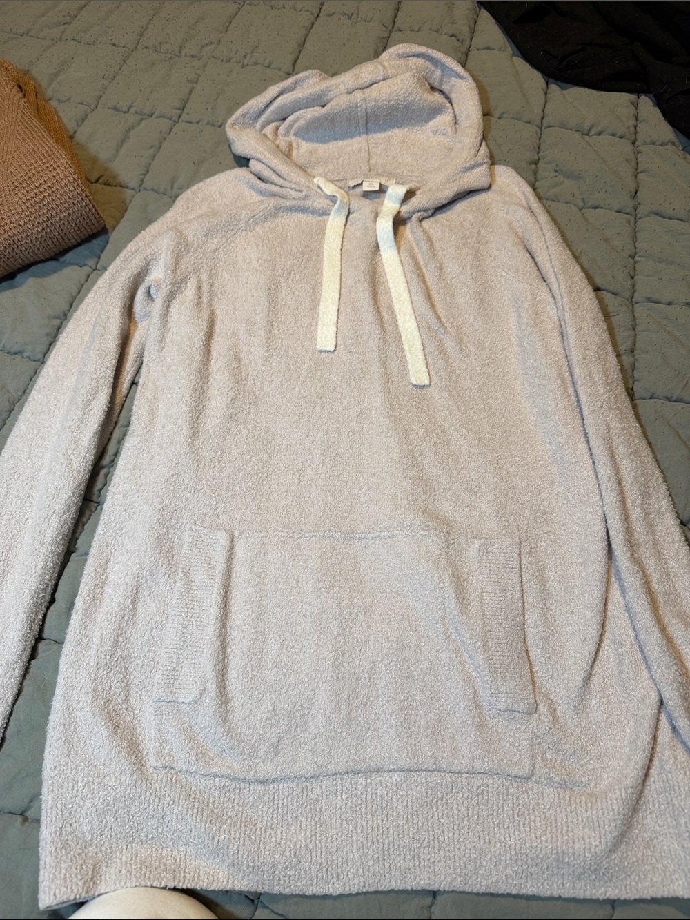 Barefoot Dreams Plush Hooded Pullover - Light Gray